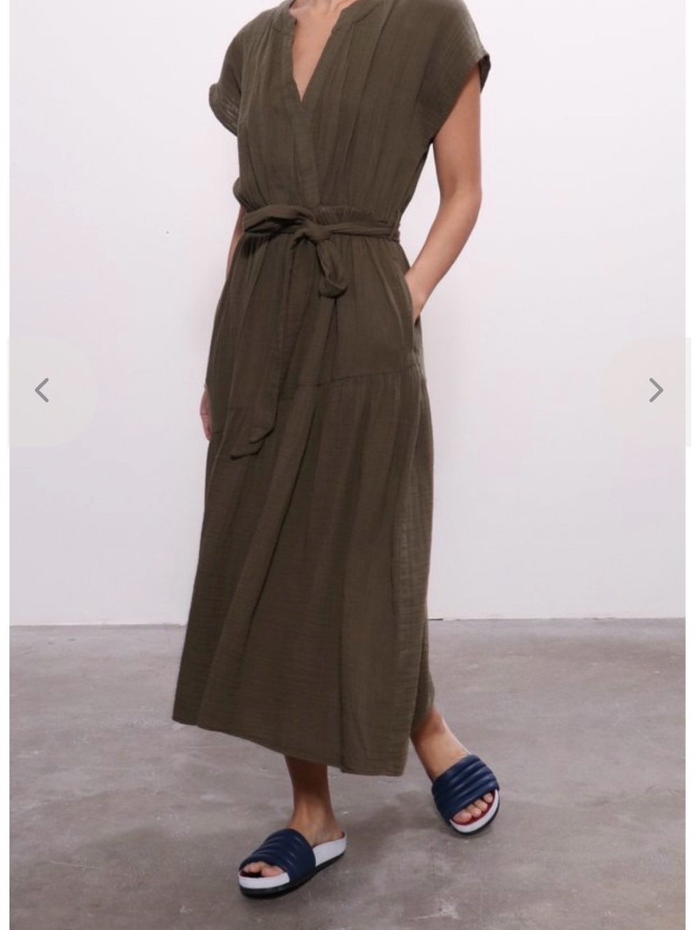 XiRENA 100% Cotton Drue Midi Tie Waist Dress sz large - Picture 2 of 8